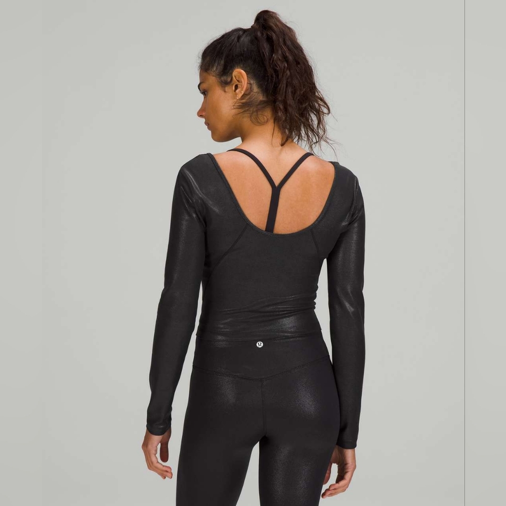 Lululemon Align Long Sleeve Shirt *Shine Radiate Foil Print Black Size 12